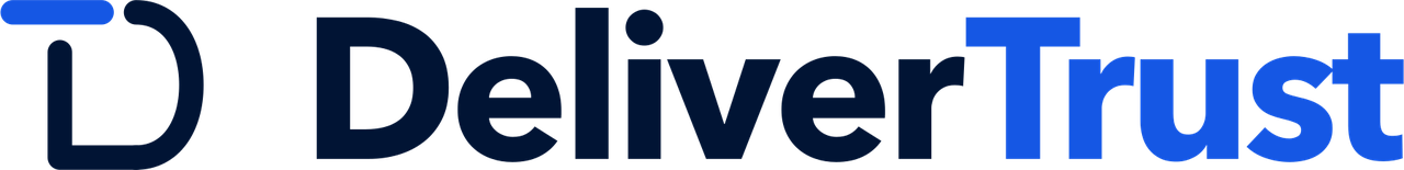 DeliverTrust Horizontal logo, Navy + blue, transparent